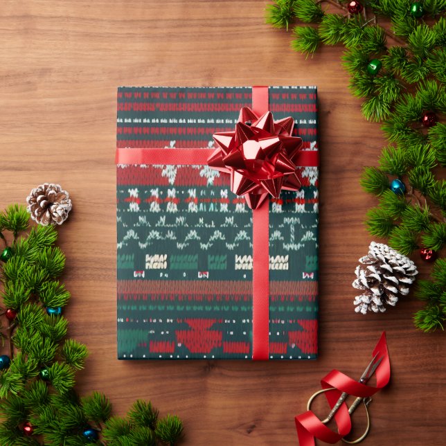 Stripe Design Ugly Christmas Sweater Wrapping Paper (Holiday Gift)