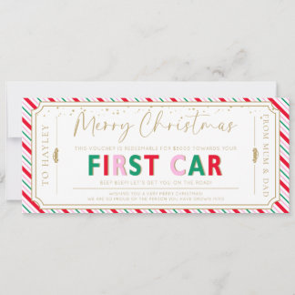 Stripe First Car Christmas Gift Voucher Card