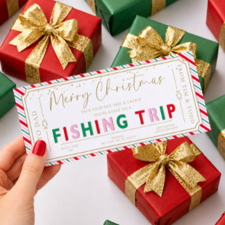 Stripe Fishing Trip Christmas Gift Voucher Card