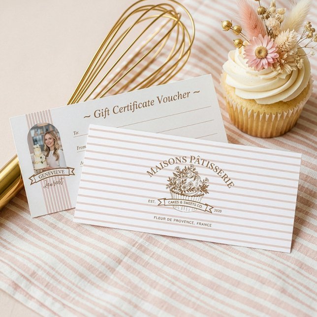 Stripe Floral Cupcake Bakery Shop Gift Certificate (Stripe Floral Cupcake Bakery Shop Gift Certificate)