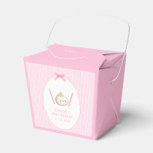 Stripe Girl Kawaii Bow Asian Dumpling Baby Shower Favor Boxes
