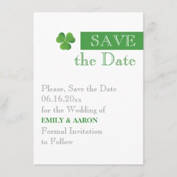 Stripe & Green Clover  Irish Wedding Save The Date by weddings_ at Zazzle