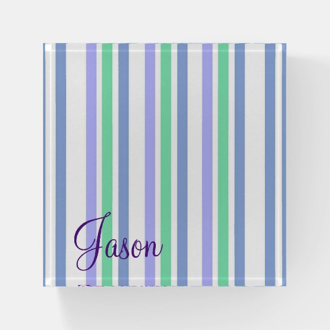 Stripe Green Purple Paperweight (Front)
