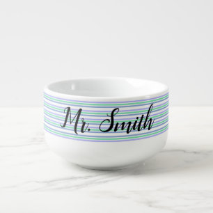 Stripe Green Purple Soup Mug