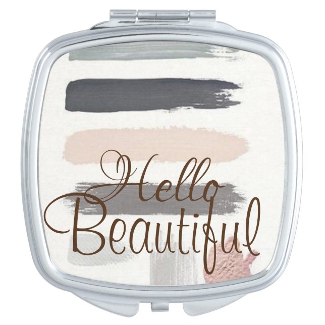 Stripe Hello Beautiful Compact Mirror (Front)