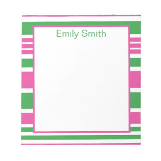 Stripe Kelly Green and Pink Notepad