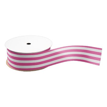 Stripe Lengthwise Narrow Ribbon Hot Pink White by shotwellphoto at Zazzle