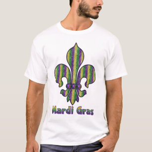 Stripe Mardi Gras Fleur de lis T-Shirt