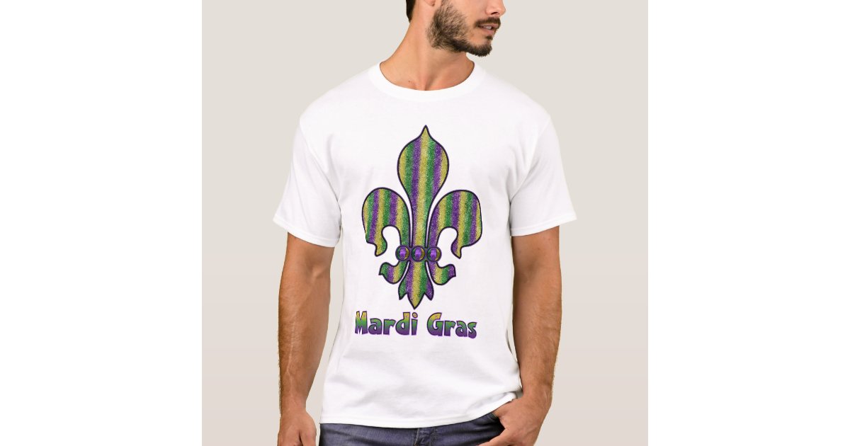 Stripe Mardi Gras Fleur De Lis T Shirt Zazzle Com