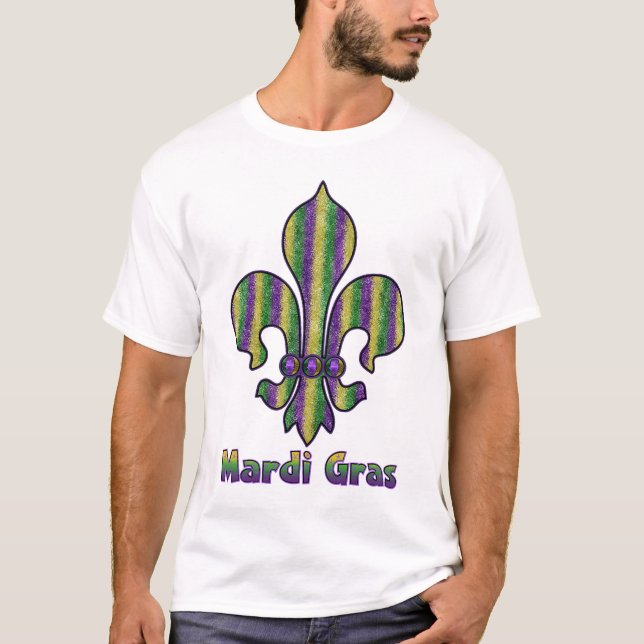 Stripe Mardi Gras Fleur de lis T-Shirt (Front)