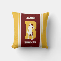 Stripe Maroon and Gold Basketball Throw Pillow