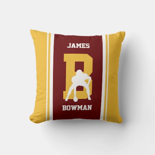 Stripe Maroon and Gold Football Throw Pillow