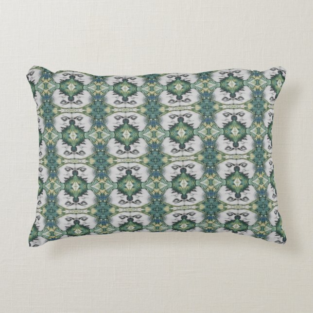 Stripe Muslim Lady Cream Green Pattern | Accent Pillow (Front)