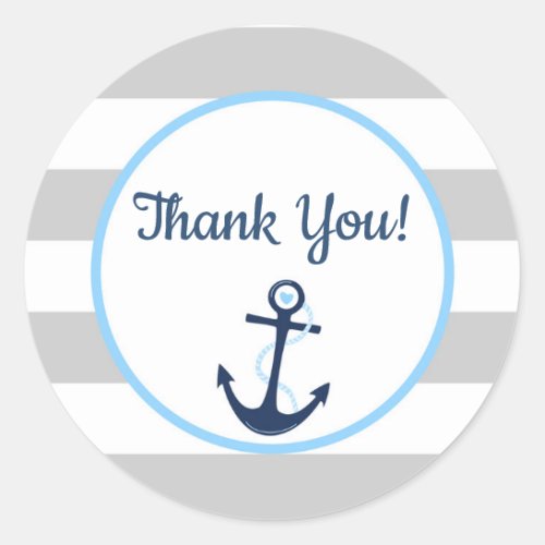 Stripe Nautical Anchor Favor Thank You Tag Sticker