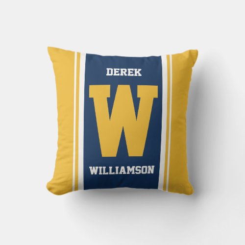 Stripe Navy and Gold Throw Pillow