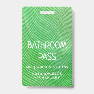 Stripe Pattern Back To School Bathroom Hall Pass   Badge