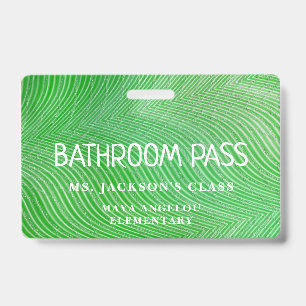Stripe Pattern Back To School Bathroom Hall Pass Badge