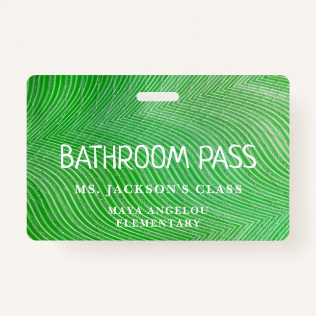 Stripe Pattern Back To School Bathroom Hall Pass   Badge (Back)