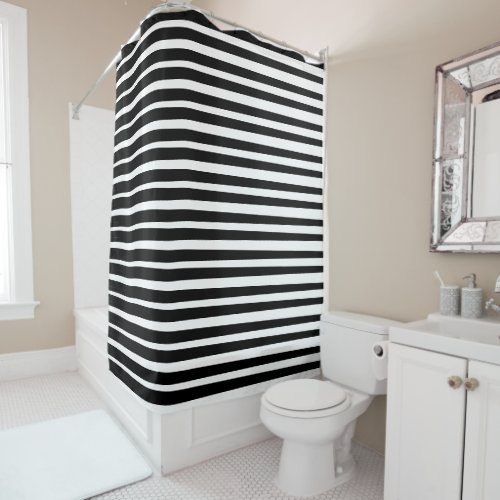 Stripe Pattern Black White Theme Decor Camouflage Shower Curtain