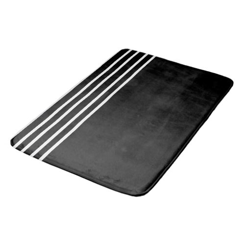 Stripe Pattern Black White Theme Decor Stylish Bath Mat