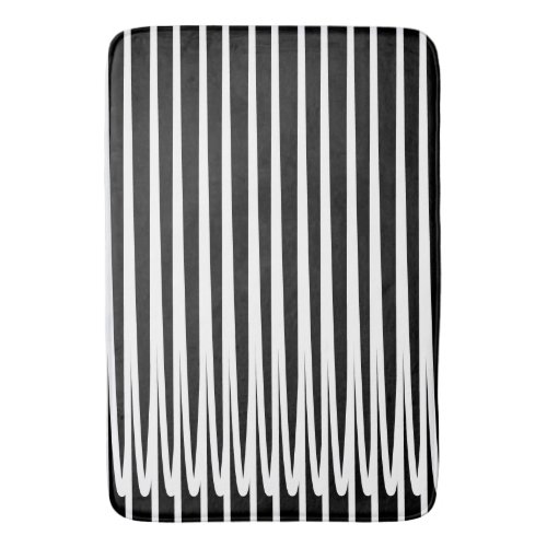 Stripe Pattern Black White Unique Abstract Stylish Bath Mat