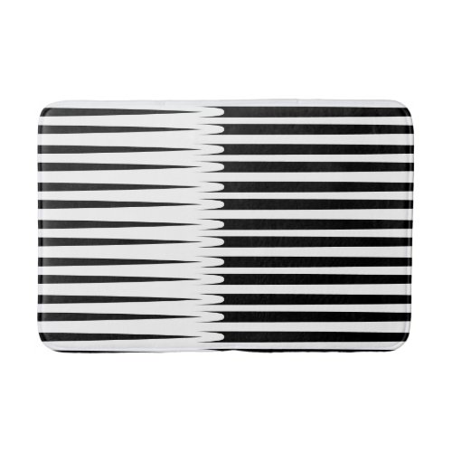 Stripe Pattern Black White Unique Abstract Stylish Bath Mat