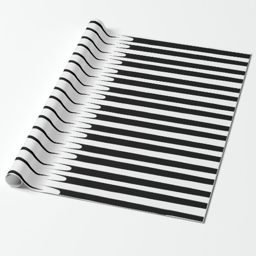 Stripe Pattern Black White Unique Abstract Stylish Wrapping Paper
