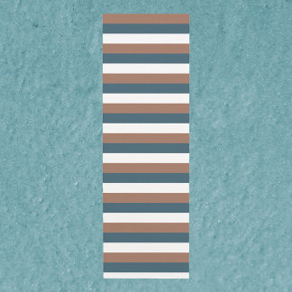 Stripe Pattern Brown Teal White Yoga Mat
