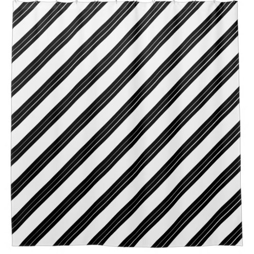 Stripe Pattern  Diagonal Lines Black White Decor Shower Curtain