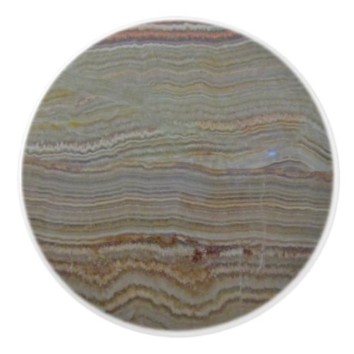 Stripe Pattern Earth Tone Onyx Polished Stone Ceramic Knob