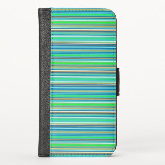 Stripe Pattern Green Blue  iPhone X Wallet Case