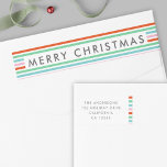 Stripe Pattern | Modern Christmas Return Address Wrap Around Label<br><div class="desc">Beautiful, cute horizontal christmas candy stripe pattern wrap around label in striking shades of red, green, blue and pink in a modern, 'scandi 'scandinavian design style. This versatile label matches our candy stripe holiday cards and can be personalized with your own greeting in place of "Merry Christmas", your family name...</div>