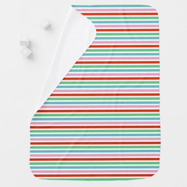 Stripe Pattern | Modern Colorful Christmas Cheer Baby Blanket (In Situ)