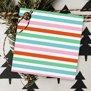 Stripe Pattern   Modern Colorful Christmas Cheer Favor Tags