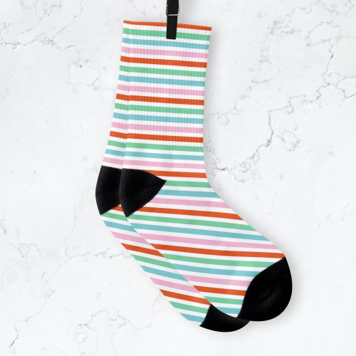 Stripe Pattern  Modern Colorful Christmas Cheer Socks