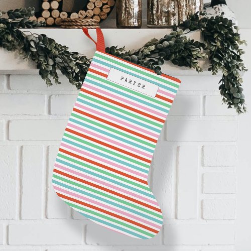 Stripe Pattern  Modern Festive Colorful Small Christmas Stocking
