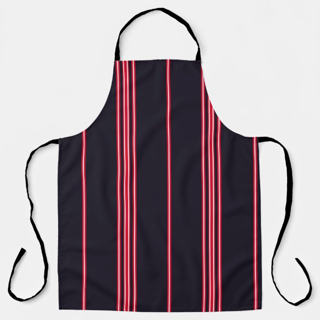 Stripe pattern with navy blue, white and red verti apron (Front)