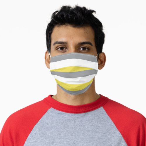 Stripe Pattern Yellow Gray White  Adult Cloth Face Mask