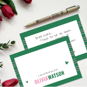 Stripe Personalized Name Thank You Appreciation Holiday Card