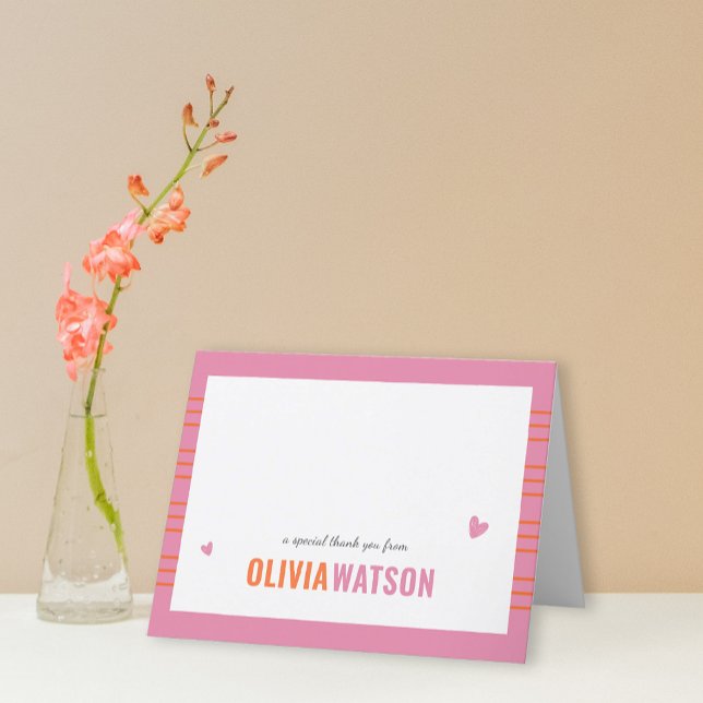Stripe Personalized Thank You Appreciation Folded Holiday Card (Stripe Personalized Thank You Appreciation Folded Holiday Card)