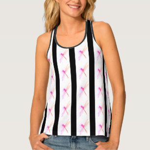 Stripe Pink Dragonfly Tank Top