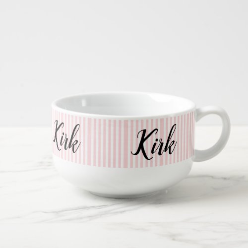 Stripe Pink White Soup Mug