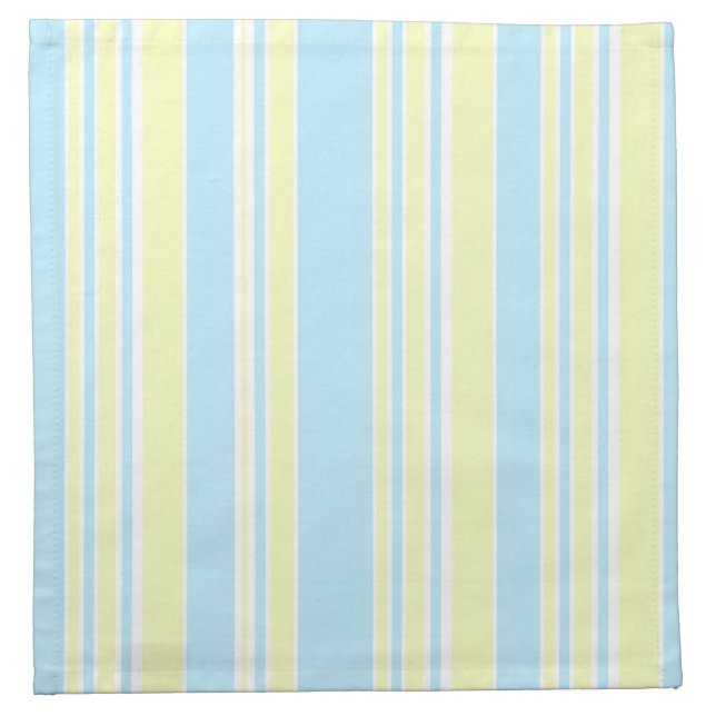 Stripe Print Cloth Napkin Blue, Lemon Yellow,  (Front)