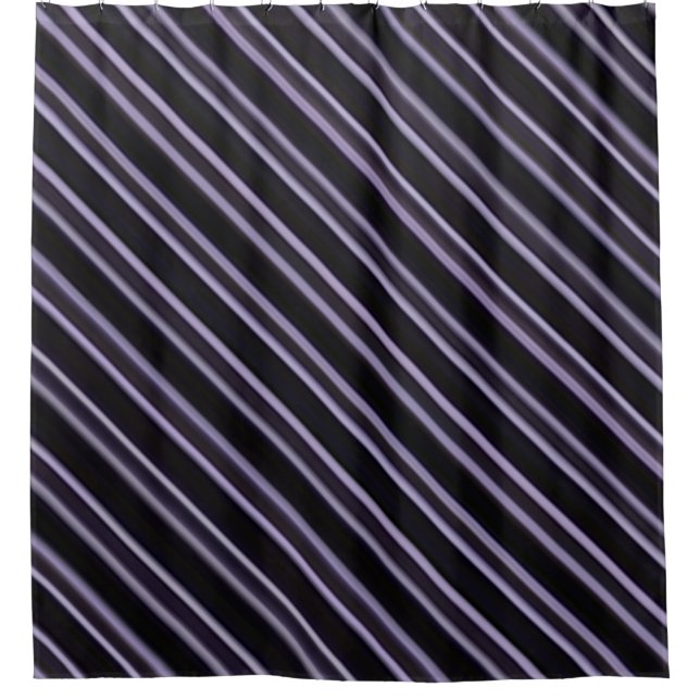 Stripe purple black shower curtain (Front)