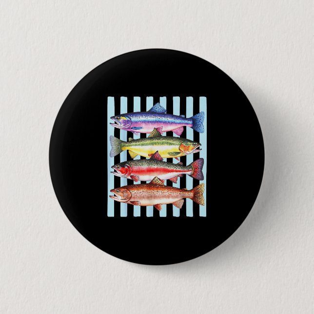 Stripe rainbow trout fishing outdoor fish summer button (Front)