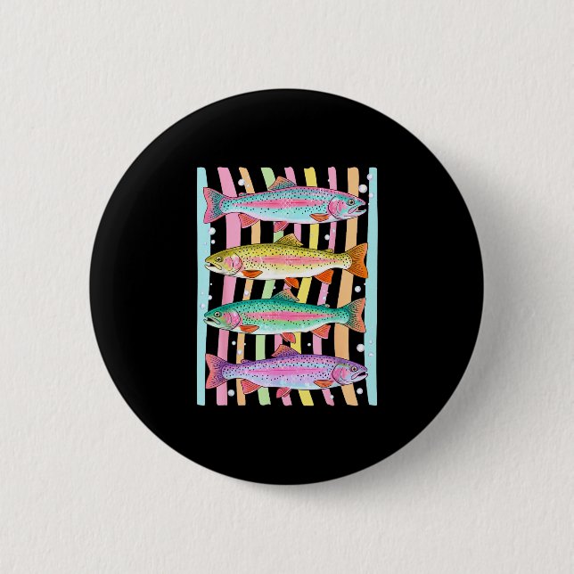 Stripe rainbow trout fishing outdoor fish summer button (Front)