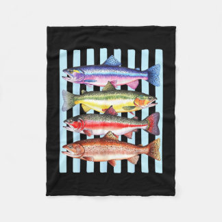 Stripe rainbow trout fishing outdoor fish summer fleece blanket