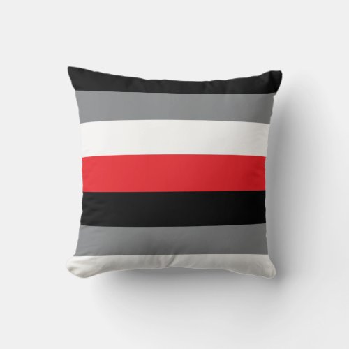 Stripe Red Black White Gray Pattern Throw Pillow
