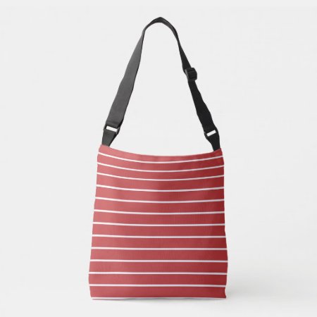 Stripe Red White Design Crossbody Bag