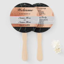 Stripe Rose Gold Marble Wedding Programme Hand Fan